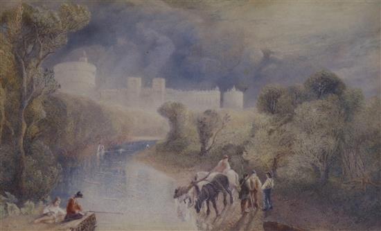 Manner of J.m.w..turner watercolour, Windsor Castle, 20 x 30cm.